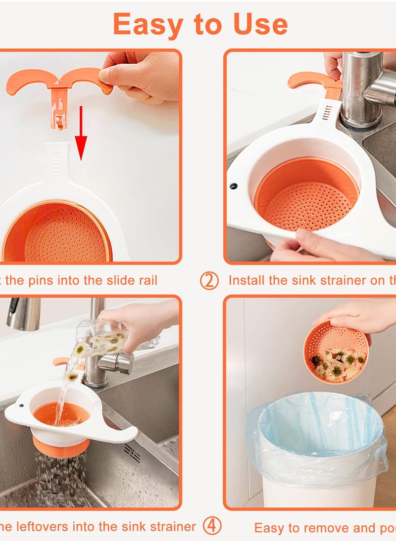 Multifunctional Kitchen Sink Strainer Baskets with Stretchable Hooks for Easy Waste Filtering and Food Catching in Corner Sinks