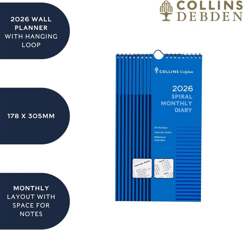 Collins - Colplan - 2026 12 Month Calendar Year Spiral Monthly Planner - Blue (64-26) - Image 3