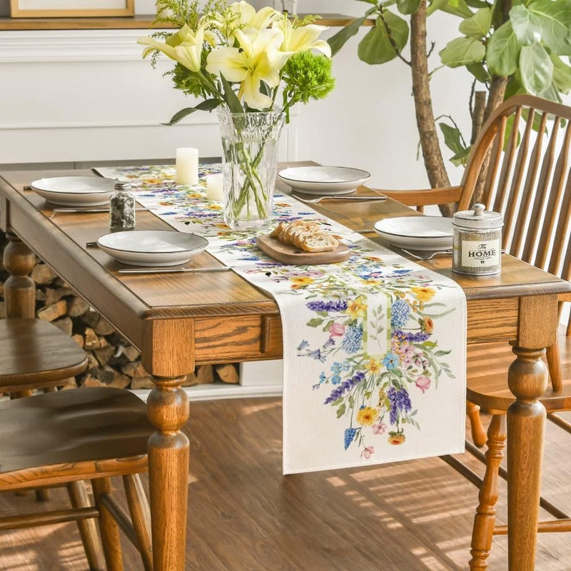 Bloom Flowers Lavender Summer Table Runner - 13x72 Inch - Image 4