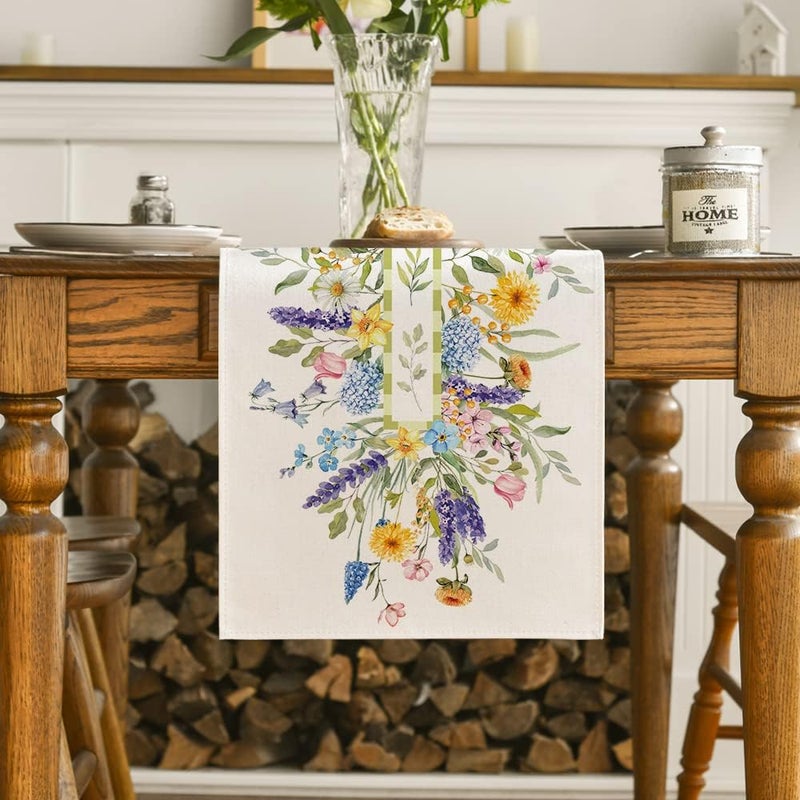 Bloom Flowers Lavender Summer Table Runner - 13x72 Inch - Image 2