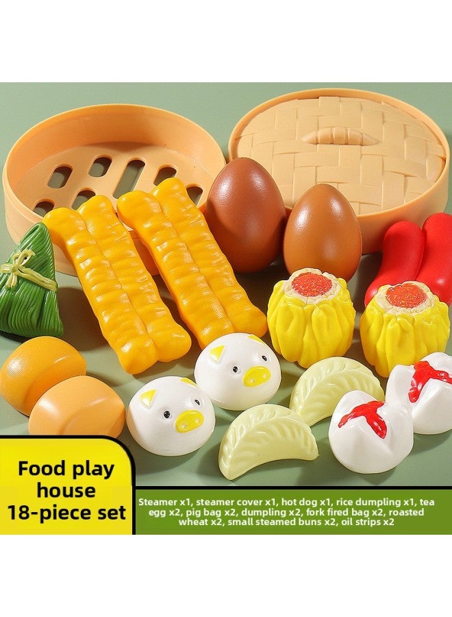 Children's Play House Kitchen Toy Small Steamed Bun Baby Breakfast Simulation Steamer Cooking Breakfast Fried Dough Sticks Steamed Stuffed Bun Pizza
