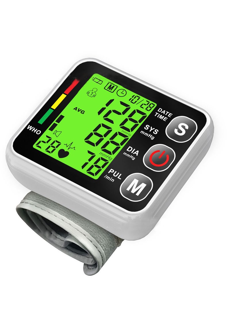 Digital Wrist Blood Pressure Monitor Adjustable Cuff Bp Detector 2x99 Readings Memory Large Display Voice Heart Rate Automatic Tensiometer - Image 1