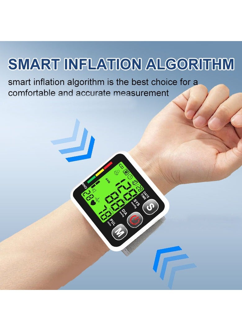Digital Wrist Blood Pressure Monitor Adjustable Cuff Bp Detector 2x99 Readings Memory Large Display Voice Heart Rate Automatic Tensiometer - Image 3