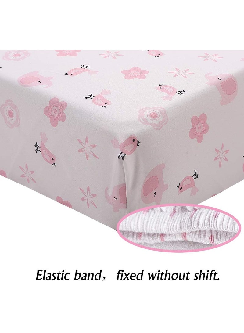 بيبي لاند طقم مفارش لسرير الاطفال مكون من 3 قطع بتصميم فيل لون زهري سرير لحجرة نوم مع لحاف ملاءة ملائمة وملاءة البنات البوليستر - Image 5