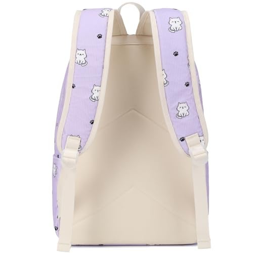 JIANYA Girls Backpack for School, Elementary Kids Backpack with Lunch box Cute Cat School Bag for Girl, Purple - Image 4