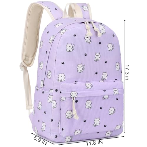 JIANYA Girls Backpack for School, Elementary Kids Backpack with Lunch box Cute Cat School Bag for Girl, Purple - Image 5