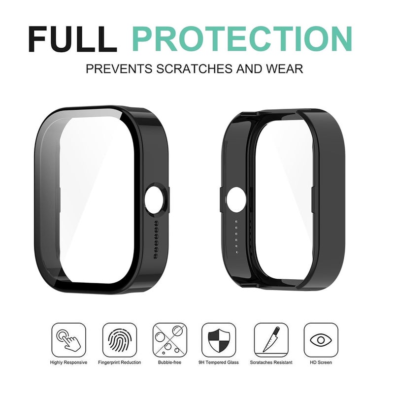 Wisely Shine Protective Slim Bumper Tempered Glass Case Cover Compatible with CMF by Nothing Watch Pro, Luxury Black - Image 4