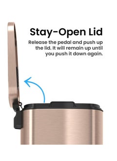 iTouchless SoftStep 13.2 Gallon Kitchen Step Trash Can with Odor Filter 50 Liter Rose Gold Stainless Steel Pedal Garbage Bin for Home Office Business Silent and Gentle Lid Open and Close 13 Gal  - Image 5