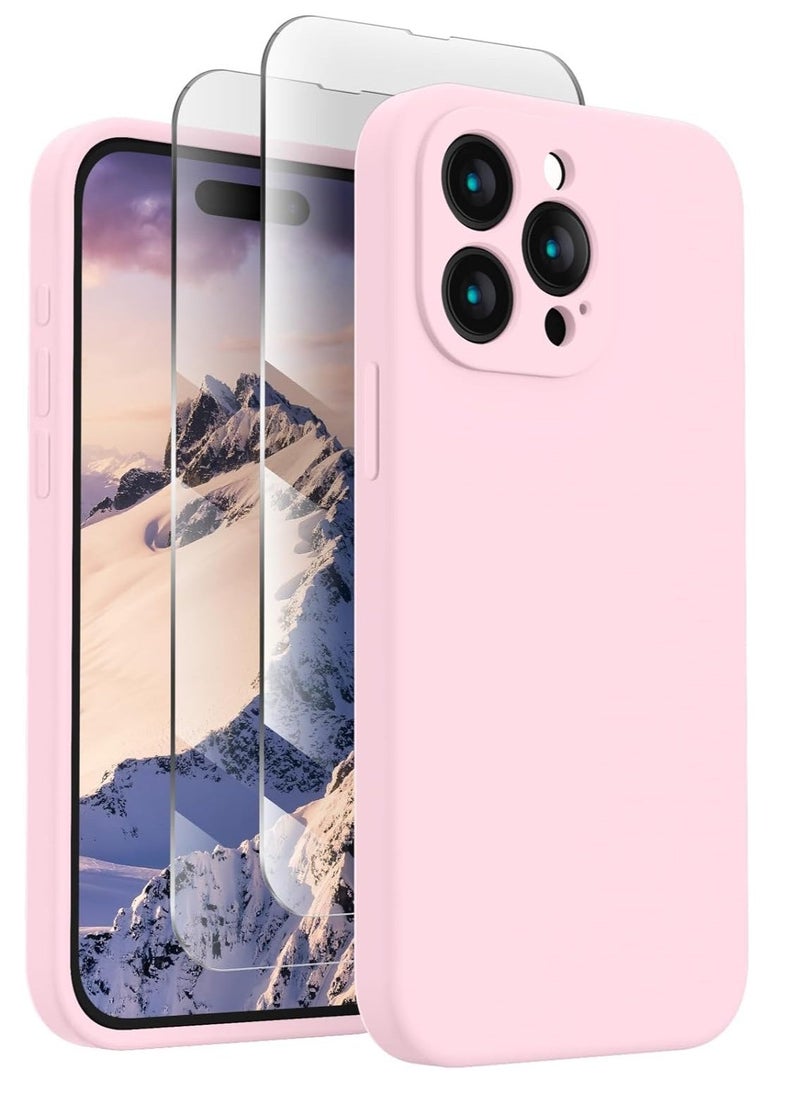 Raxoom Designed for iPhone 15 Pro Max Case, Silicone Upgraded [Camera Protection] for iPhone 15 ProMax Case with [2 Screen Protectors], Anti-Scratch Microfiber Lining, 6.7 inch, Chalk Pink - Image 1