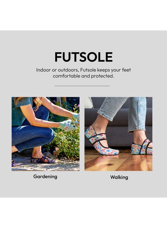 Nufoot womens Sneaker Futsoles by Nufoot WoSoft Sided Shoes for Indoors Outdoors Foldable Flexible Footwear S, Navy Blue Bohemian, Medium US - Image 4