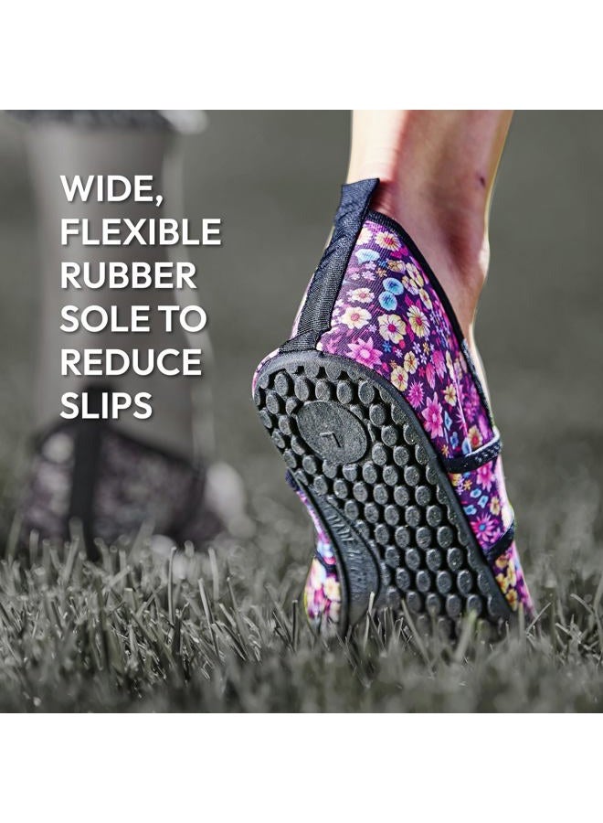 Nufoot womens Sneaker Futsoles by Nufoot WoSoft Sided Shoes for Indoors Outdoors Foldable Flexible Footwear S, Navy Blue Bohemian, Medium US - Image 3