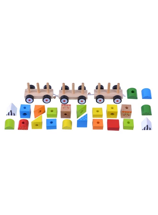 Tooky Toy Wooden Stacking Train, 26 pcs - Image 1