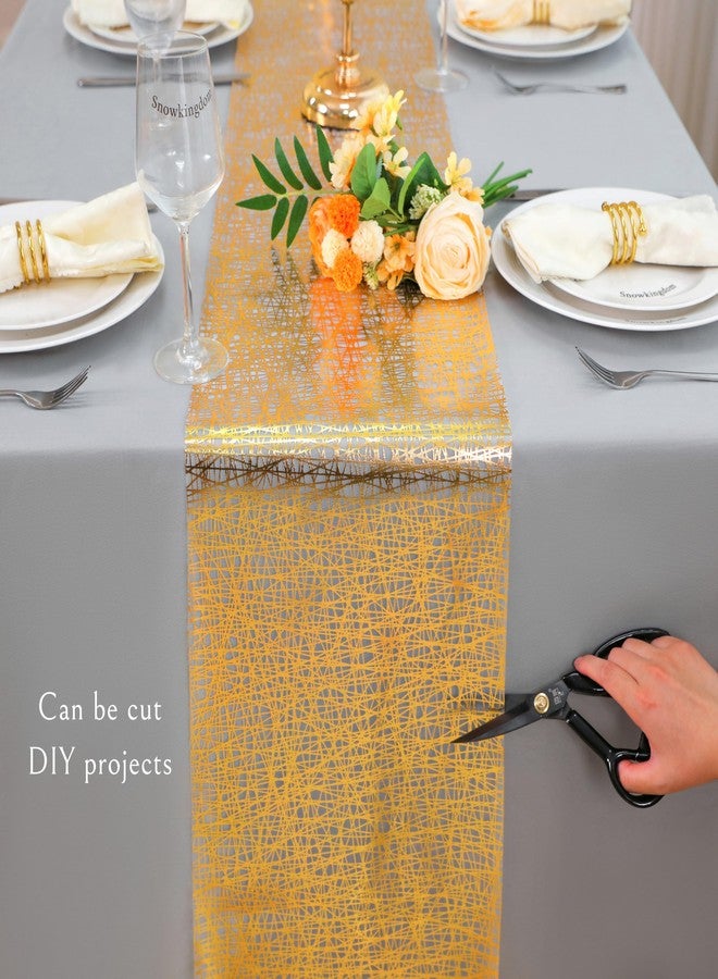 Snowkingdom 2 Pcs Gold Table Runner 11x 108 Inch Thin Mesh Sparkle Glitter Metallic Golden Lines Runner Gold Table Decorations for Wedding Birthday Party, Bridal Shower, Baby Shower, Christmas - Image 5
