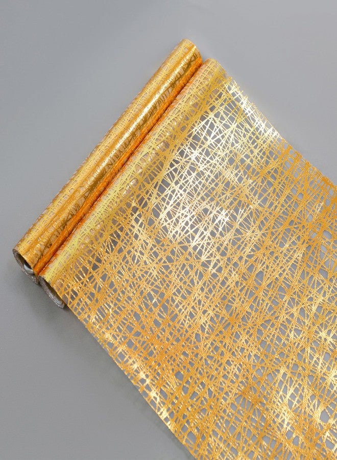 Snowkingdom 2 Pcs Gold Table Runner 11x 108 Inch Thin Mesh Sparkle Glitter Metallic Golden Lines Runner Gold Table Decorations for Wedding Birthday Party, Bridal Shower, Baby Shower, Christmas - Image 3