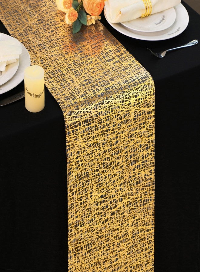 Snowkingdom 2 Pcs Gold Table Runner 11x 108 Inch Thin Mesh Sparkle Glitter Metallic Golden Lines Runner Gold Table Decorations for Wedding Birthday Party, Bridal Shower, Baby Shower, Christmas - Image 1