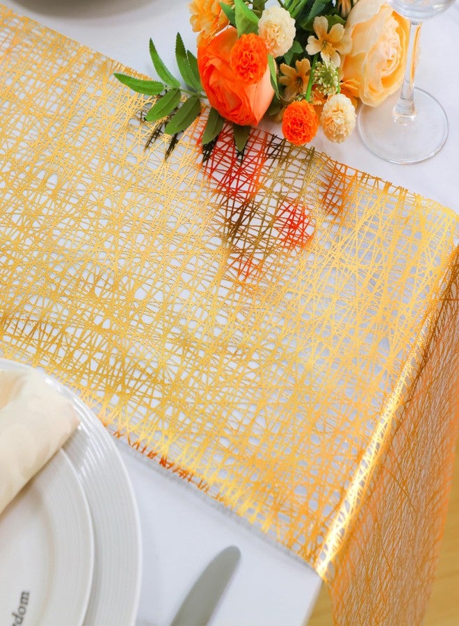 Snowkingdom 2 Pcs Gold Table Runner 11x 108 Inch Thin Mesh Sparkle Glitter Metallic Golden Lines Runner Gold Table Decorations for Wedding Birthday Party, Bridal Shower, Baby Shower, Christmas - Image 2