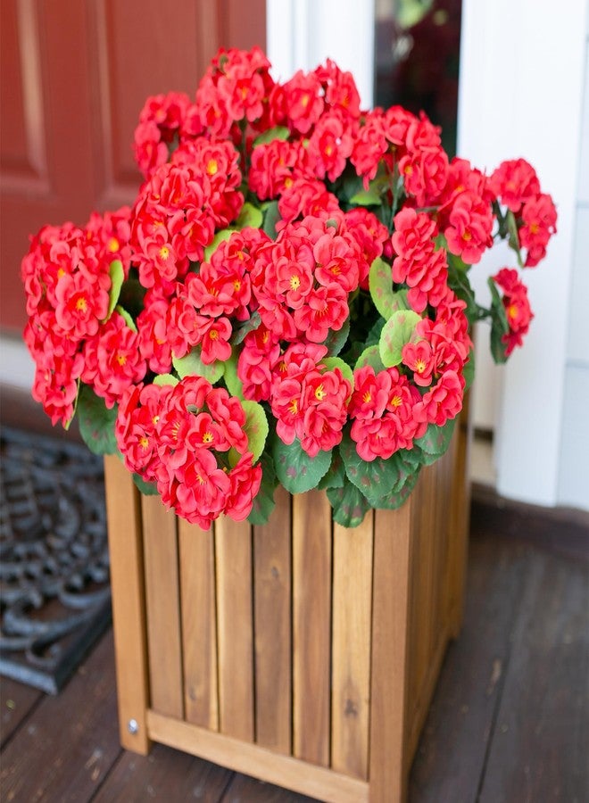 HyeFlora Artificial Geranium Fake Flowers for Outdoors Decoration, 6 Bundles Silk Geraniums Red Flower UV Resistant Look Real Faux Plants for Front Door Garden Porch Planter Patio Balcony Yard Indoor Home - Image 3