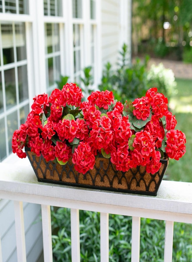 HyeFlora Artificial Geranium Fake Flowers for Outdoors Decoration, 6 Bundles Silk Geraniums Red Flower UV Resistant Look Real Faux Plants for Front Door Garden Porch Planter Patio Balcony Yard Indoor Home - Image 2