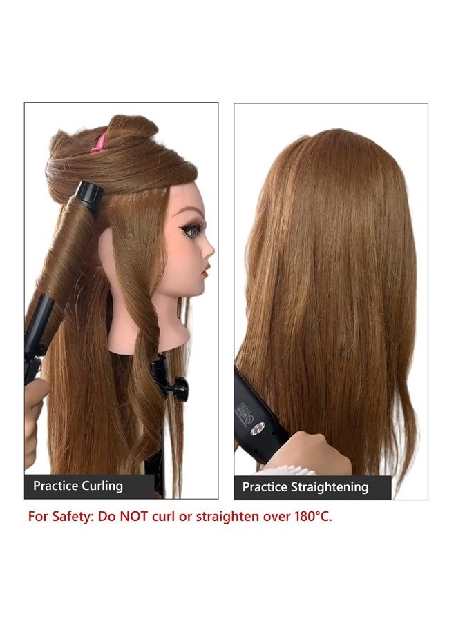 Perfehair 22" Hair and Makeup Training Mannequin Head with 70% Real Hair, Cosmetology Manikin Doll Head for Girls Practice Face Make Up, Hair Styling-Light Brown - Image 5