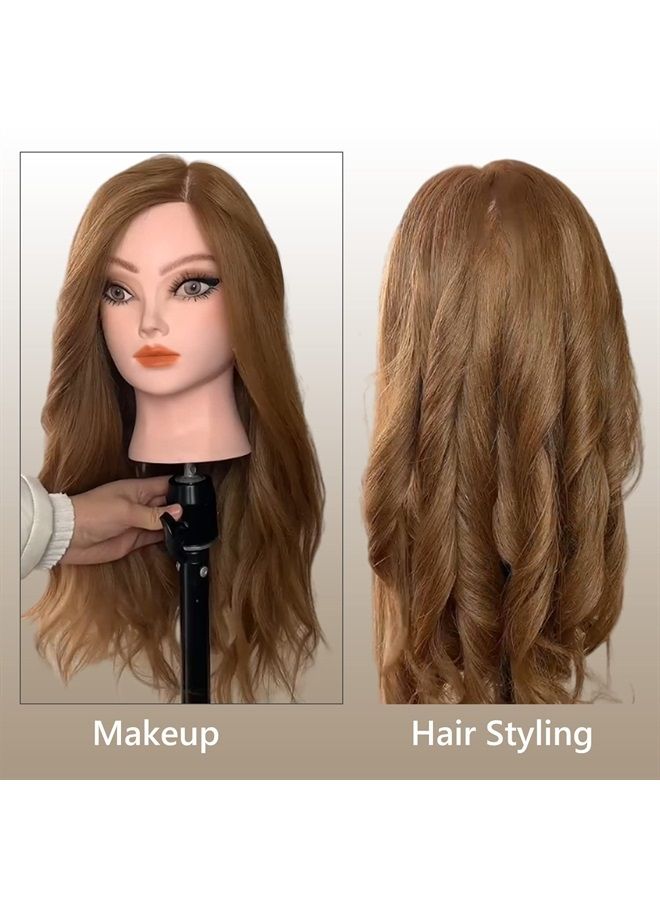 Perfehair 22" Hair and Makeup Training Mannequin Head with 70% Real Hair, Cosmetology Manikin Doll Head for Girls Practice Face Make Up, Hair Styling-Light Brown - Image 3