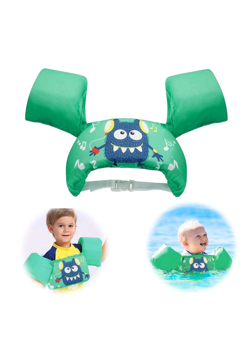 KASTWAVE Swim Arm Band, KASTWAVE Swimming Float Vest Swim Training Jacket Arm Bands Kids for Girls and Boys 2-6 Years Old to Swim Swim Arm Band for Puddle Beach Sports Learning Swim Training Equipment (Green) - Image 1