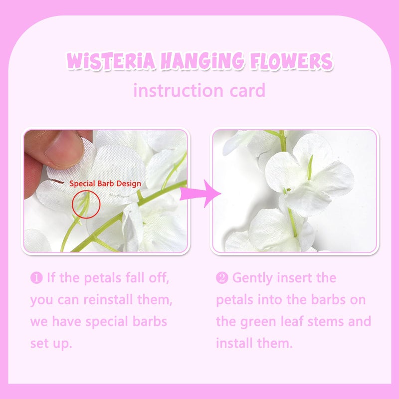 Luerbi 24 Pack Pink Wisteria Hanging Flowers Garland  3.77 Feet Pink Artificial Wisteria Flower Vines  Fake Pink Wisteria  Pink Flower Vines for Backdrop  Pink Trailing Flower  Pink Hanging Flower Decor - Image 3