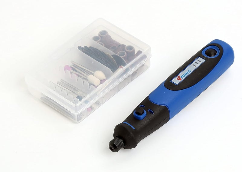 VTOOLS 3.6V Cordless Mini Grinder With 50 Pc Accessory Set And 3 Variable Speed With Led Battery Indication,Rotary Tool For Polishing, Cleaning & Engraving,Blue,Vt1208 - Image 1