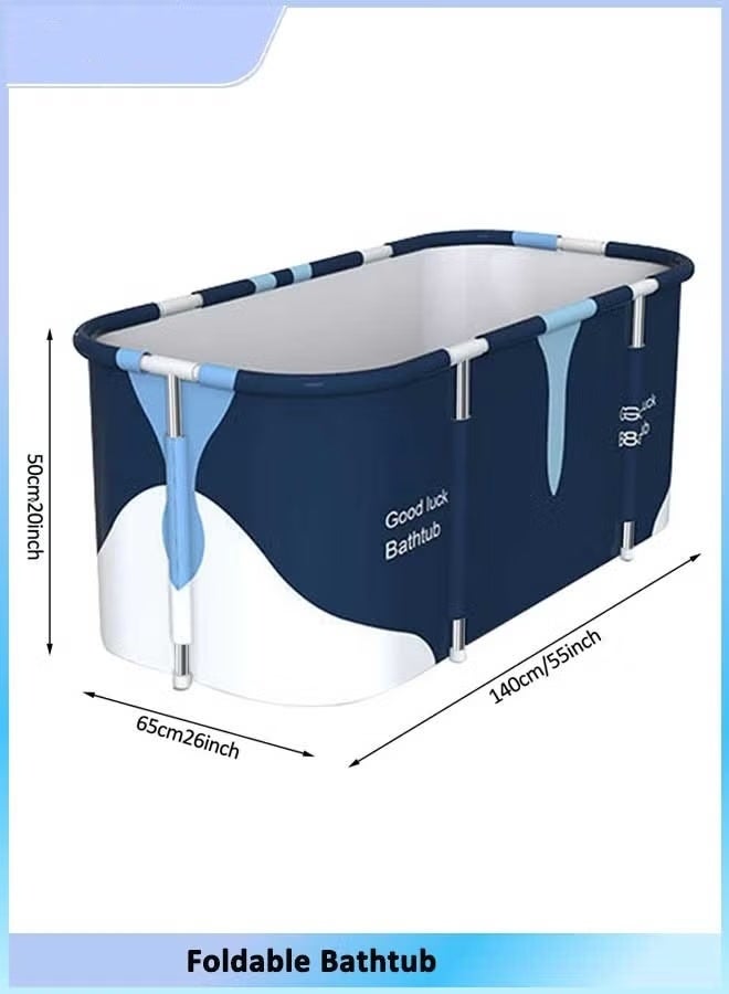 الدليبن حوض استحمام قابل للطي كبير جدًا، حوض استحمام قائم بذاته، حوض استحمام سبا قابل للطي لكابينة الاستحمام، حمام عائلي منفصل، حوض سبا للاستحمام بالثلج الساخن (140 سم/55 بوصة) - Image 2