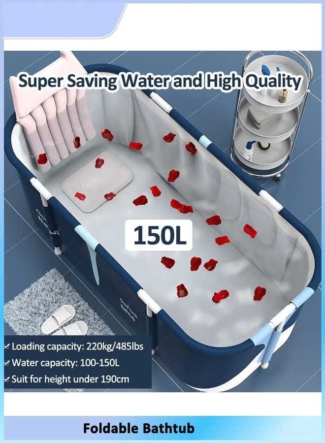 الدليبن حوض استحمام قابل للطي كبير جدًا، حوض استحمام قائم بذاته، حوض استحمام سبا قابل للطي لكابينة الاستحمام، حمام عائلي منفصل، حوض سبا للاستحمام بالثلج الساخن (140 سم/55 بوصة) - Image 3