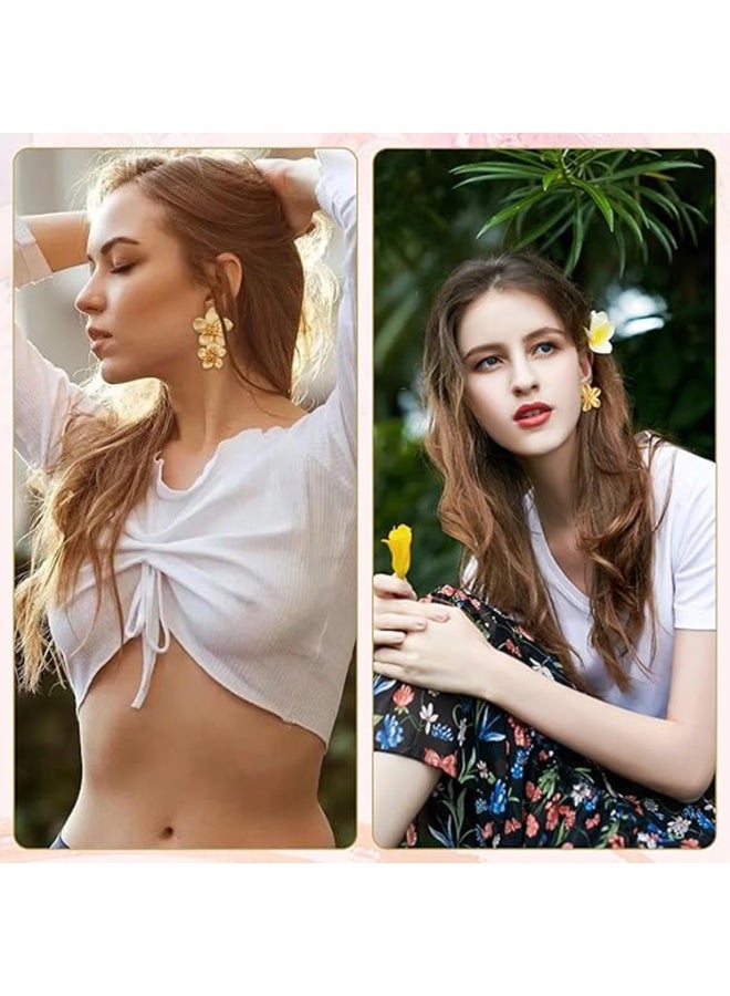 CMGTYYD. أقراط زهرة مزدوجة ذهبية، أقراط زهرة بارزة أقراط زهرة متدلية بوهو شيك أقراط زهرة متدلية أقراط جنية مجوهرات هدية للنساء والفتيات - Image 5