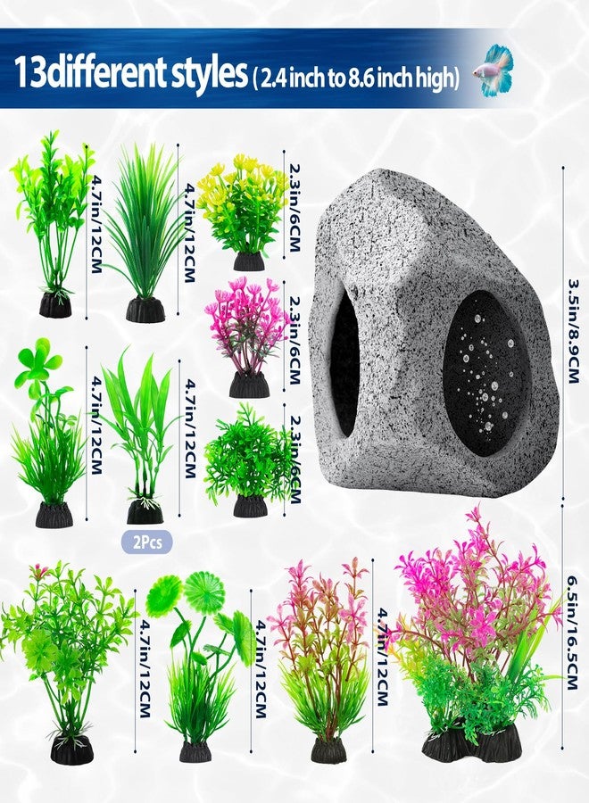 CousDUoBe 13Pcs Aquarium Hideaway Rock Cave Fish Tank Decorations quarium,Betta Toys Hideout Stones House,Safe and Non-Toxic Ceramic Fish Tank Ornaments - Image 4