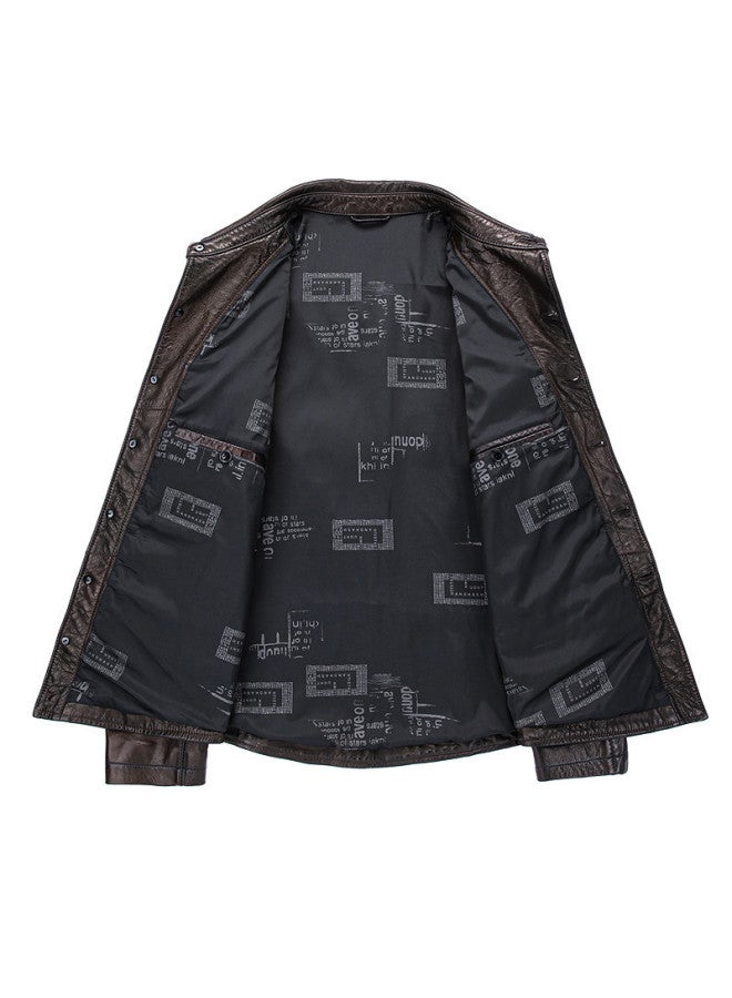 Fapai Autumn Urban Casual Lapel Men's Leather Jacket Single Layer Genuine Leather Coat - Image 5