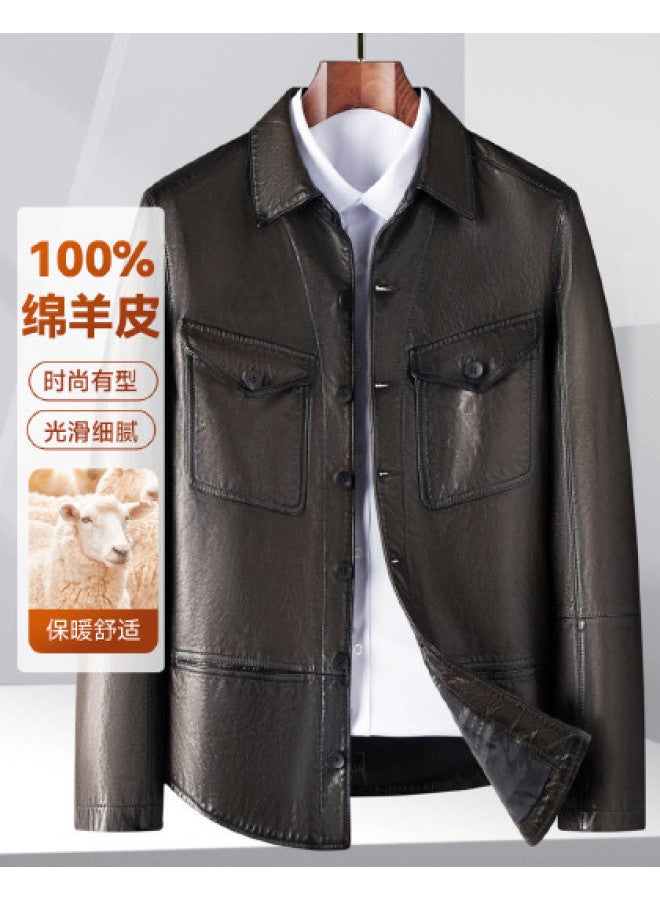 Fapai Autumn Urban Casual Lapel Men's Leather Jacket Single Layer Genuine Leather Coat - Image 1