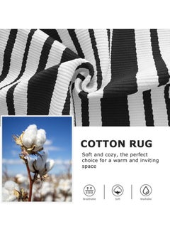 Generic 40*60cm Plain Plaid Floor Mat Home Porch Carpet Festive Atmosphere Decorative Carpet Washable Woven Outdoor Indoor Welcome Mat Suitable for Front Door/Farmhouse/Entrance/Home Entrance Outdoor Carpet (Black and white horizontal stripes)  - Image 2