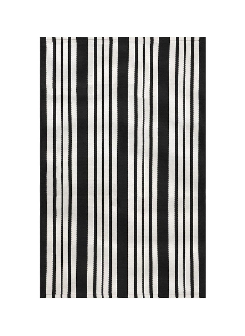 Generic 40*60cm Plain Plaid Floor Mat Home Porch Carpet Festive Atmosphere Decorative Carpet Washable Woven Outdoor Indoor Welcome Mat Suitable for Front Door/Farmhouse/Entrance/Home Entrance Outdoor Carpet (Black and white horizontal stripes)  - Image 1