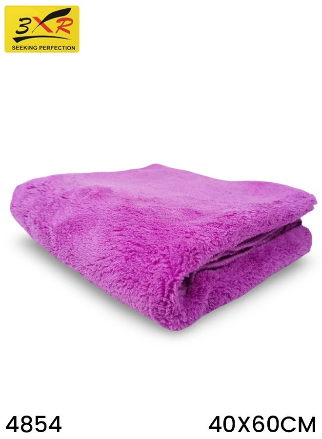 3XR Microfiber Cleaning Cloth 40x60cm Pink, 550GSM Ultra Soft & Absorbent Towel for Car, Bike & Home Cleaning, Lint-Free & Scratch-Free Plush Fiber Drying Cloth for Polishing, Washing & Dusting, Durable Machine Washable Multipurpose Cloth - Image 1