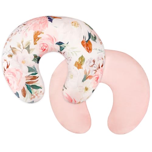 DILIMI Nursing Pillow Cover Soft Stretchy Nursing Covers for Breastfeeding Pillows 1 Pack Reversible Removable Slipcover for Baby Boy and Girls Floral