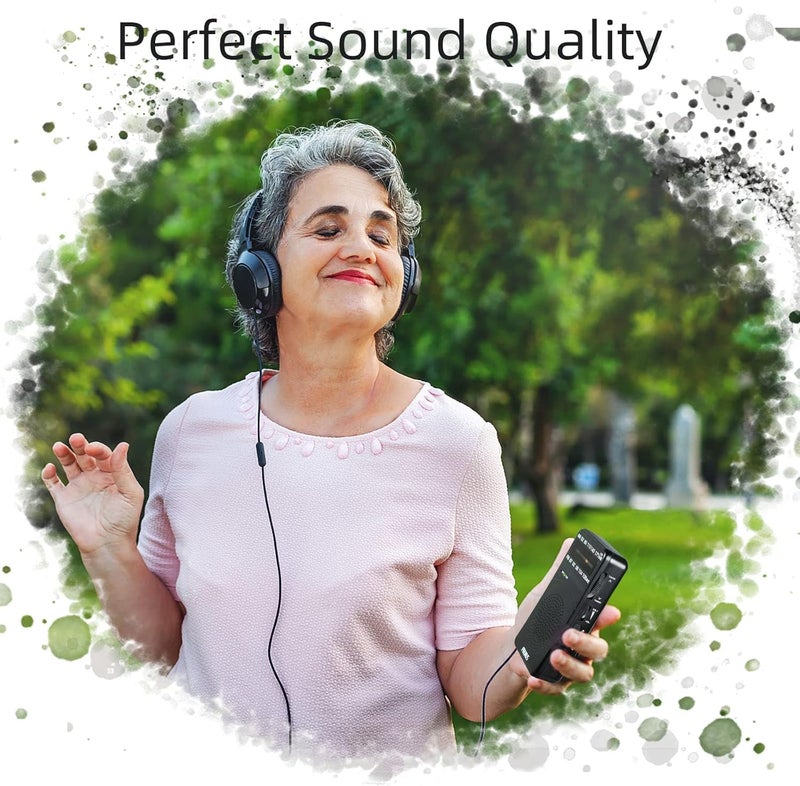 PRUNUS J-166 Portable Radio AM FM, Battery Operated with Tuning Light, Back Clip, Excellent Reception, AM FM Portable, Transistor(Black) - Image 2
