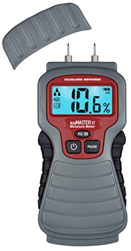 Calculated Industries 7440 AccuMASTER XT Digital Moisture Meter Handheld Pin Type Backlit LCD Display Detects Leaks Damp and Moisture in Wood Walls Ceilings Carpet and Firewood
