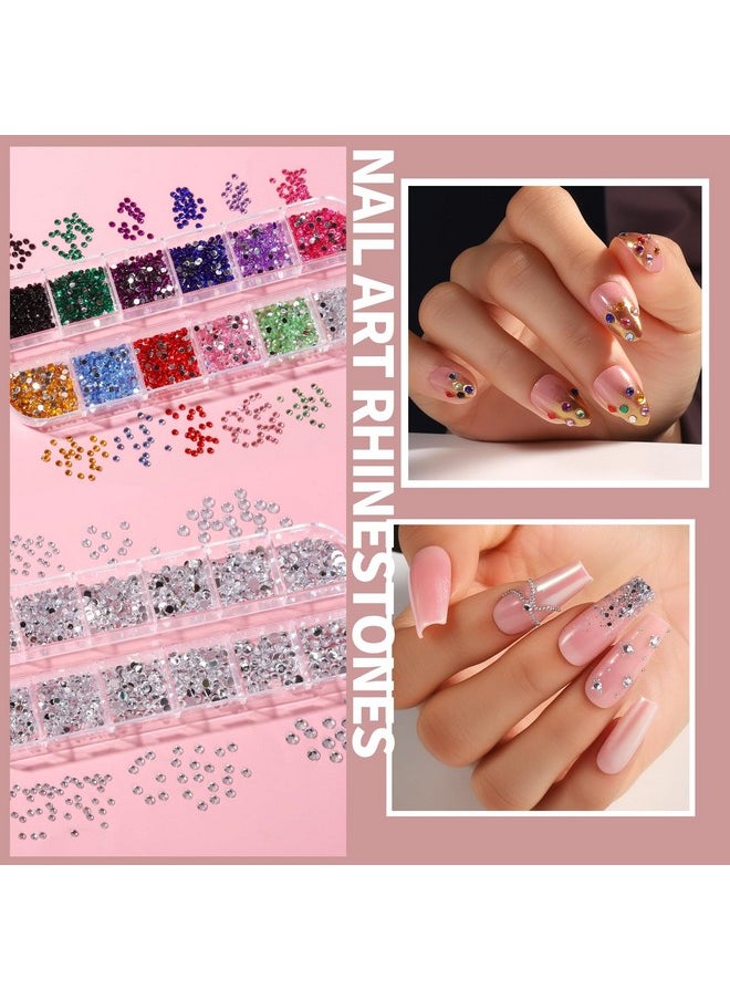 FANDAMEI - FANDAMEI Nail Art Brushes Set, Nail Art Kit, Nail Design Kit, Nail Dotting Tools, Nail Kit for Beginners, Chrome Nail Powder, Nail Stickers, Nail Rhinestones, Nail Charms Gems Nail Art Decoration Kit - Image 1