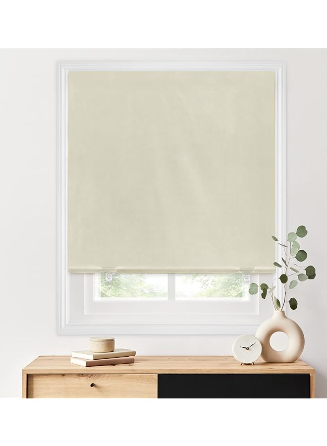 The Bros ستائر رول بلاك أوت 100%، بدون أدوات بدون حفر، ستائر نافذة بدون سلك للغرف، عزل حراري حماية من الأشعة فوق البنفسجية خصوصية ستائر نافذة لغرفة النوم (36''W x 72''H، كريمي) - Image 1