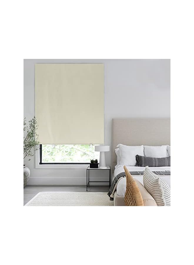 The Bros ستائر رول بلاك أوت 100%، بدون أدوات بدون حفر، ستائر نافذة بدون سلك للغرف، عزل حراري حماية من الأشعة فوق البنفسجية خصوصية ستائر نافذة لغرفة النوم (36''W x 72''H، كريمي) - Image 5