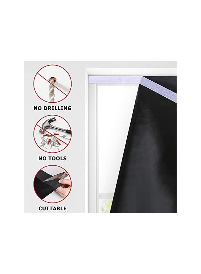 The Bros ستائر رول بلاك أوت 100%، بدون أدوات بدون حفر، ستائر نافذة بدون سلك للغرف، عزل حراري حماية من الأشعة فوق البنفسجية خصوصية ستائر نافذة لغرفة النوم (36''W x 72''H، كريمي) - Image 3