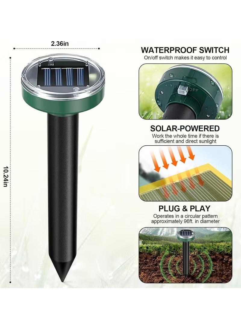 Mole Repellent Solar Powered 10 Pack Snake Repellent Ultrasonic, Groundhog Repeller,Gopher Repeller Sonic Mole Deterrent Spikes, Snake Gopher Mole Vole Repellent Outdoor for Lawn Garden  Yard(Green) - Image 2