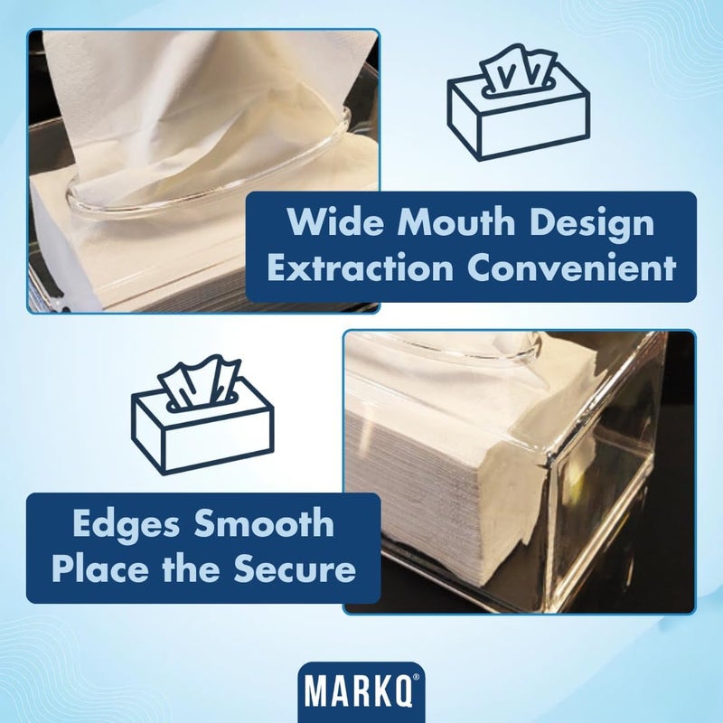 MARKQ Acrylic Tissue Holder Box - Clear Rectangular Napkin Holder, Facial Tissue Dispenser, Tissue Box Holder for Home, Kitchen and Office Room, Pack of 2 - Image 5