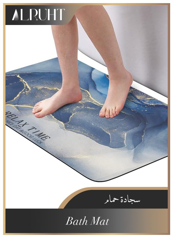 Alruht Bath Mat with Highly Absorbent, Non Slip Floor Mat with Non Slip Texture of the Bottom, Comfortable Cushioned Floor Mat with Cotton like Fabric Sapphire  - Image 1