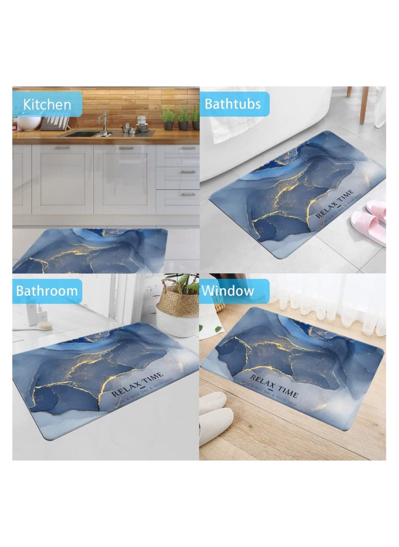 Alruht Bath Mat with Highly Absorbent, Non Slip Floor Mat with Non Slip Texture of the Bottom, Comfortable Cushioned Floor Mat with Cotton like Fabric Sapphire  - Image 3
