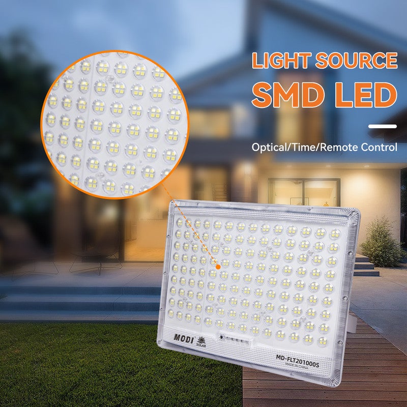 MODI Solar Flood Light Outdoor 1000W, LED Security Lamp with Remote & Timer, 6500K Cool White, Wall Yard Garden Lighting - Image 4
