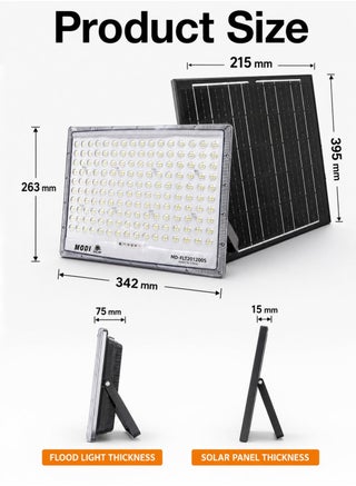 Solar Flood Light Outdoor 1000W, 4M Cable Length, LED Security Lamp with Remote & Timer, 6500K Cool White, Wall Yard Garden Lighting - view 3