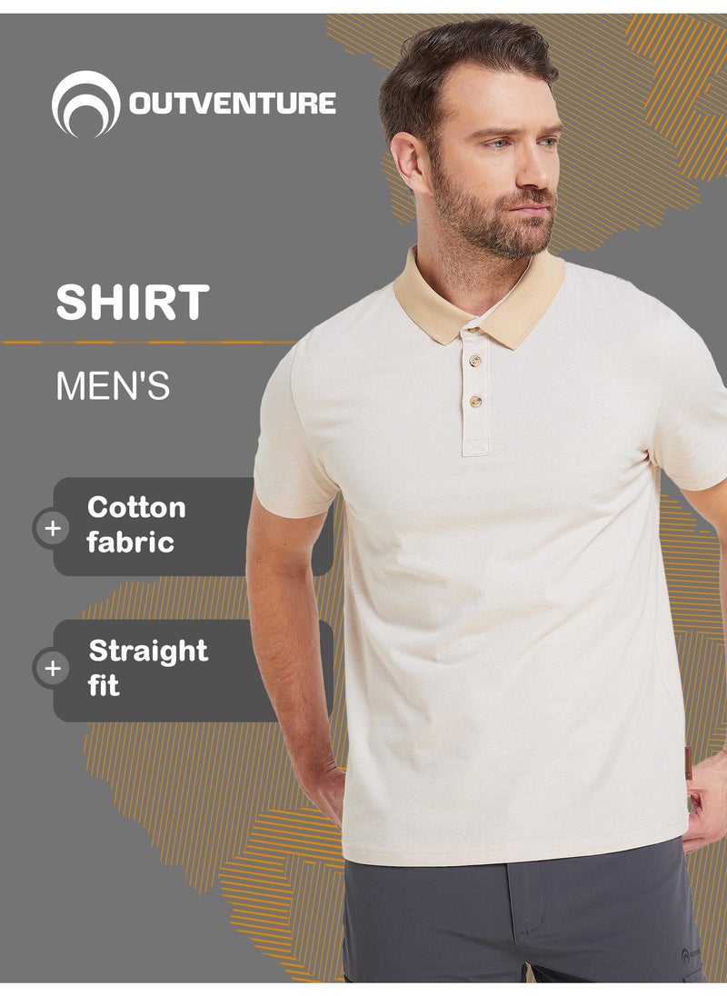 Outventure - Men’s Polo Shirt - Classic Beige, Stylish & Breathable Casual Polo for Everyday Wear, Work, & Leisure - Image 1